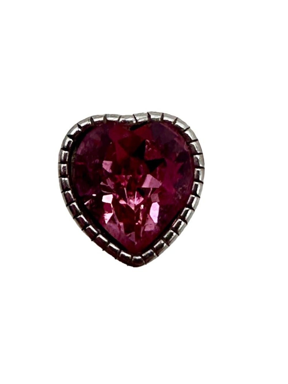 Single Earring 925 Silver Pink Heart Stud Marked FD 925 Heart Shape Valentine